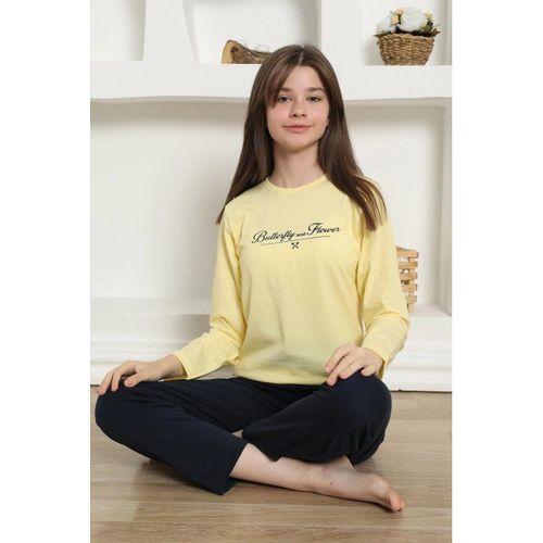 Kız Çocuk Penye Pijama Takım Sarı