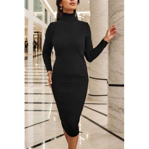 Lucky Life Uzun Kollu Balıkçı Yaka Triko Elbise