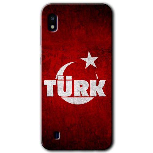 Samsung Galaxy A10 Kılıf Baskılı Kapak - Ayyıldız Türk + 5D Tam Kaplayan Cam