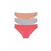 3 adet Süper Eko Set Likralı Kadın Slip Külot Ten Gri Fuşya