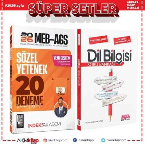 İndeks Akademi 2026 MEB AGS Sözel Yetenek 20 Deneme ve AKM Dil Bilgisi Soru Bankası Seti 2 Kitap
