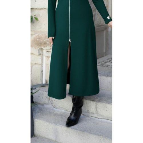 Kadın Uzun Kollu önden Fermuarlı Ithal Krep Elbise