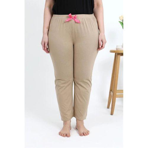 Kadın Pamuklu Büyük Beden Alt Pijama Bej