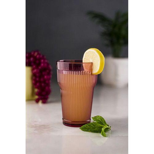 Akrilik Mürdüm 6'lı Uzun Bardak & Su Meşrubat Bardağı 400 ml ( Cam Değildir )