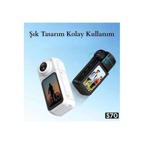 S70 Mıknatıslı Yaka Kamerası Hd Kalite, 30 Fps, Kolay Bağlantı, Boyun Askısı 2.7k Siyah