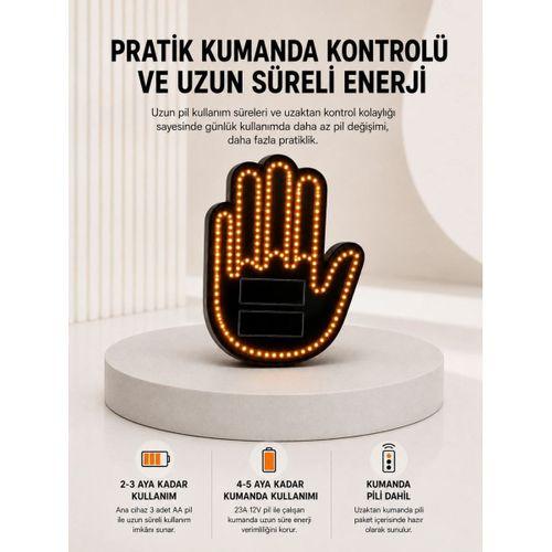 Pilli Led Işık Araç Camı İçin Uzaktan Kumandalı El Simgesi