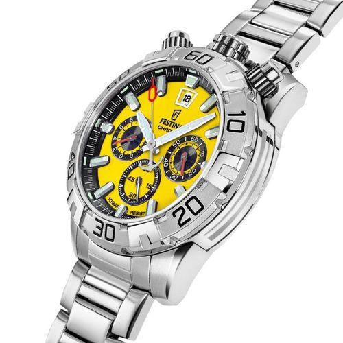 Festina F20743/4 Quartz Chrono Çelik Gri Sarı Kadran 10 ATM 45 mm Erkek Kol Saati