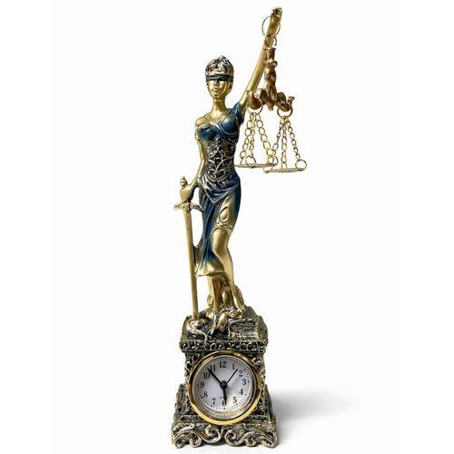 Polyester Saatli Adalet Figürü