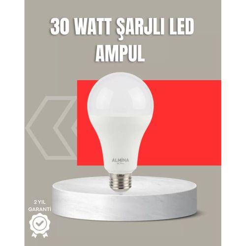 30w Şarjlı Led Ampul E27 Duy %80 Enerji Tasarruflu Soğuk Beyaz