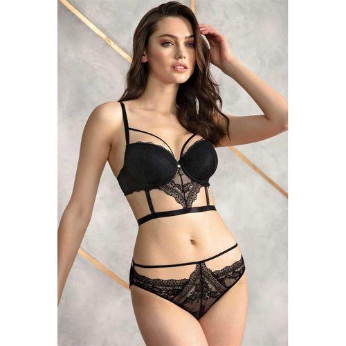 Balenli Destekli Dolgulu Yaka Detaylı Dantelli Büstiyer Sütyen Ve Slip Takım