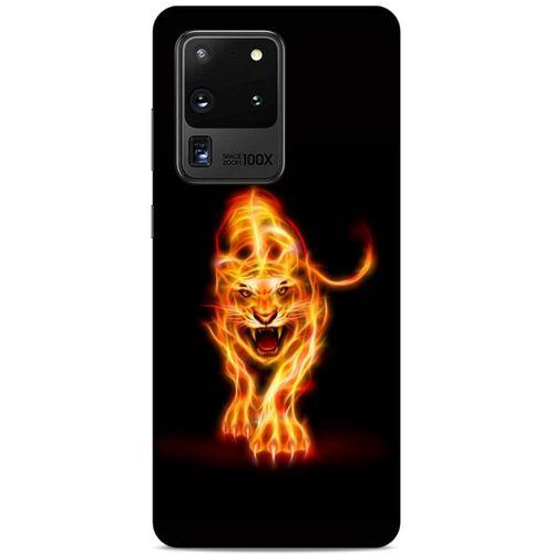 Lopard Samsung Galaxy S20 Ultra Uyumlu Kılıf FireX (27) Tasarımlı Kılıf Ateşten Kaplan