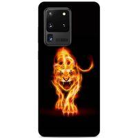 Lopard Samsung Galaxy S20 Ultra Uyumlu Kılıf FireX (27) Tasarımlı Kılıf Ateşten Kaplan