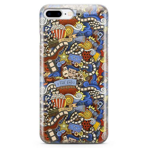 Apple iPhone 8 Plus Kılıf Doodle Sinemasever Arka Kapak Koruma Desenli Full Koruyucu