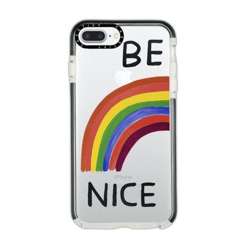 iPhone 7 Plus Casetify Be Nice Desenli Anti Shock Premium Silikonlu Siyah Kenar Detaylı Telefon Kılı