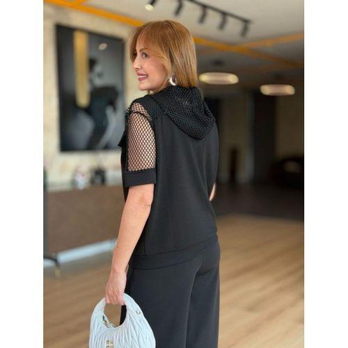 Kadın Fileli Kapüşonlu Modal Ceket