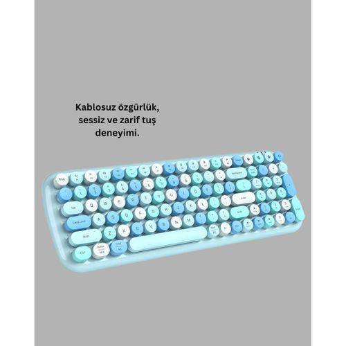 Kablosuz Retro Klavye Ve Mouse Seti – 104 Tuşlu, Sessiz Yazım