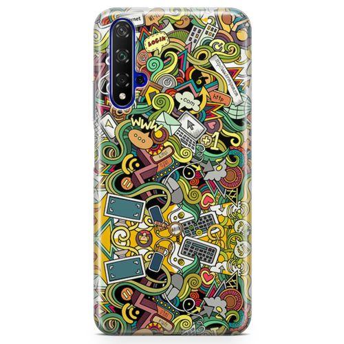 Honor View 20 Kılıf Wireless Doodle Arka Kapak Koruma Desenli Full Koruyucu