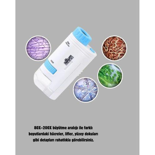 Taşınabilir Eğitim Mikroskobu 80x–200x Led Işıklı Ve Darbeye Dayanıklı