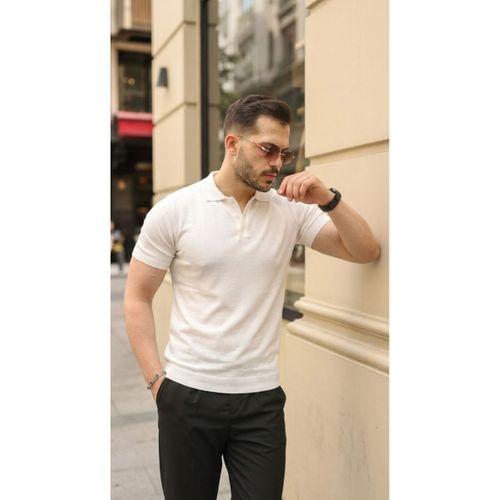 Erkek Düğmeli Yaka Pamuk Triko Tişört