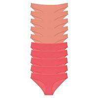 10 Adet Eko Set Likralı Kadın Slip Külot Pudra Fuşya