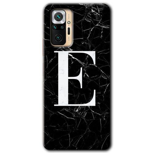 MRCİLETİSİM Xiaomi Redmi Note 10 Pro Kılıf Baskılı Kapak - Siyah Mermer Desenli E Harfi + 5D Tam Kaplayan Cam