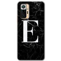 MRCİLETİSİM Xiaomi Redmi Note 10 Pro Kılıf Baskılı Kapak - Siyah Mermer Desenli E Harfi + 5D Tam Kaplayan Cam