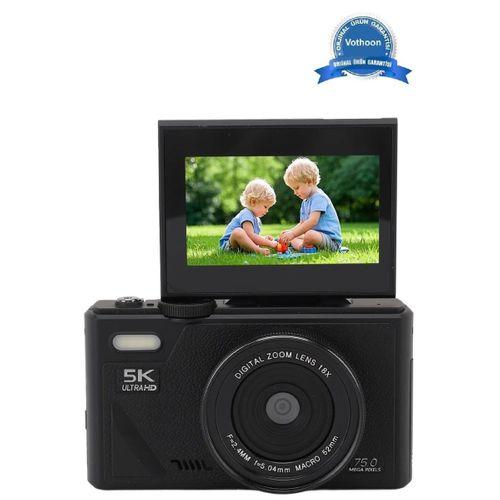 5k 75mp Hd Dijital Kamera 18x Dijital Zoom, Flaşlı,3.0 İnç Ekranlı Fotoğraf Makinesi