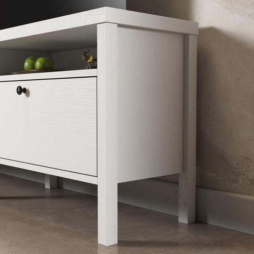 Venezia 2 Çekmece 2 Bölmeli Ahşap Ayaklı Tv 150 Cm Tv Ünitesi - Minifiksli - Wood Beyaz