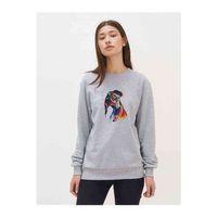 Watercolor Puppy Baskılı Gri Kadın Sweatshirt