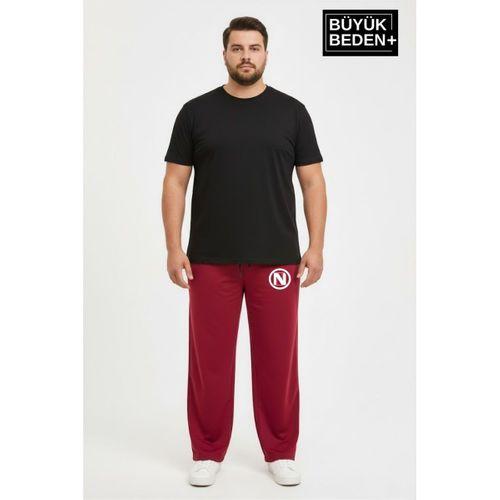 Erkek Büyük Beden N Logo Baskılı Rahat Kesim Paça Reçme ince Eşofman Altı SPR26EA952-4