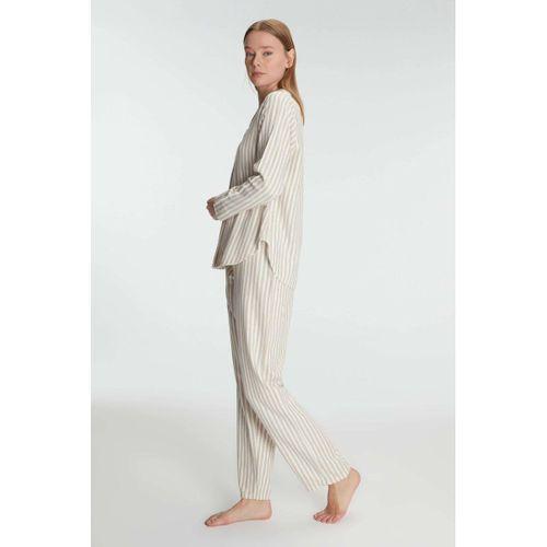 Uzun Kol Çizgili Gömlek Ve Pantolon Takım Pijama Takımı