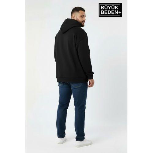 Erkek Büyük Beden İnce Kapşonlu Kollar Ve Etek Ribanalı Swatshırt SPR26BSW957