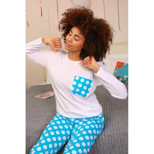 Kadın Uzun Kol Penye Pijama Takım Beyaz