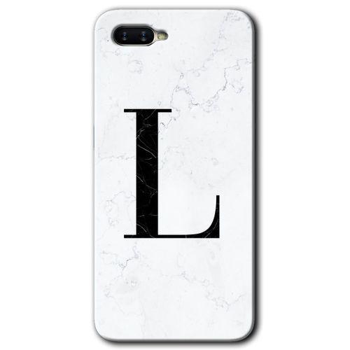 Oppo Rx 17 Neo Kılıf HD Desen Baskılı Arka Kapak - Beyaz Mermer Desenli L Harfi