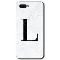 Oppo Rx 17 Neo Kılıf HD Desen Baskılı Arka Kapak - Beyaz Mermer Desenli L Harfi