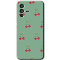 MRCİLETİSİM Vivo V23 5G Kılıf HD Desen Baskılı Arka Kapak+Temperli Cam - Kiraz Berry