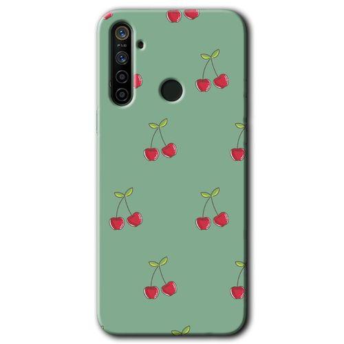 MRCİLETİSİM Realme 6i Kılıf HD Desen Baskılı Arka Kapak + Temperli Cam - Kiraz Berry