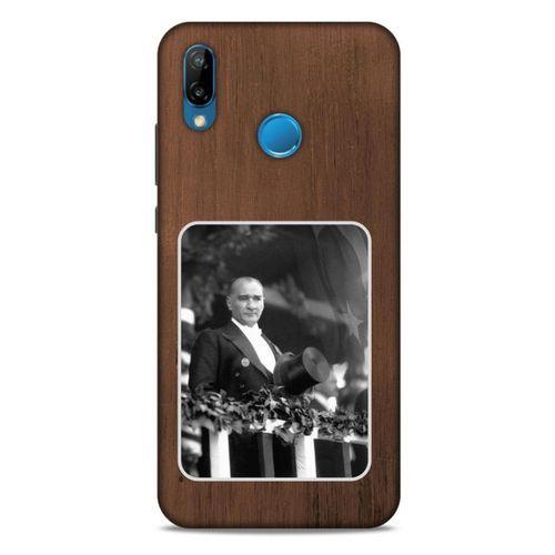 Huawei P20 Lite Kılıf Atatürk (35) Fit Design Kılıf Kahverengi Duvar