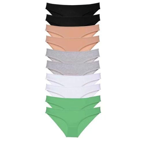 10 Adet Süper Eko Set Likralı Kadın Slip Külot Siyah Ten Gri Beyaz Yeşil