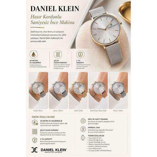 Daniel Klein 2 Yıl Garantili Hasır Çelik Kordon 3 Atm Suya Dayanıklı Kadın Kol Saati HS12809.2