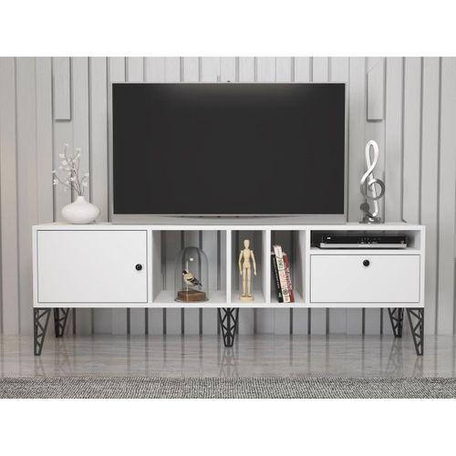 Wood'n Love Cercei 160 Cm Metal Ayaklı Tv Ünitesi - Beyaz / Siyah