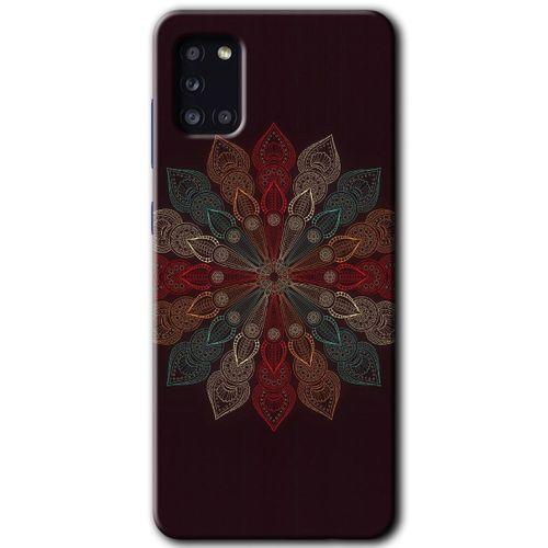 Samsung Galaxy A31 Kılıf Baskılı Kapak - Mandala Flower Wal + 5D Tam Kaplayan Cam