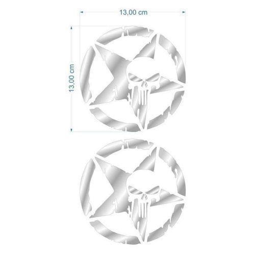 SEVGENT Skm Army Yıldız Kuru Kafa 13 X 13 Cm Nikelaj Sticker 2 Li