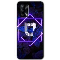OPPO Oppo A54 Kılıf HD Desen Baskılı Arka Kapak - Dark Neon Yaprak Ü Harfi