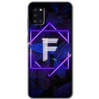 Galaxy A31 Kılıf HD Desen Baskılı Arka Kapak - Dark Neon Yaprak F Harfi + Kırılmaz Cam