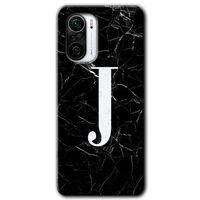 Potkal Hediye Fabrikası Xiaomi Redmi K40 Kılıf HD Desen Baskılı Arka Kapak - Siyah Mermer Desenli J Harfi