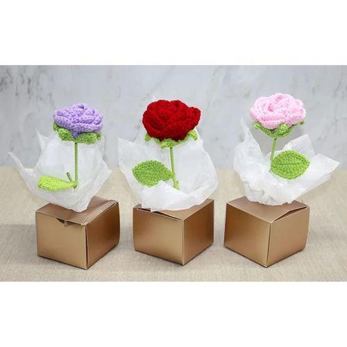 Kutulu Tekli El Örgüsü Gül Kutulu