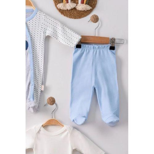 Ayıcık Nakışlı Tulumlu % 100 Pamuk Erkek Bebek 5'li Set