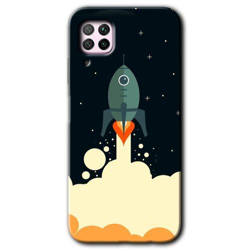 Huawei P40 Lite Kılıf Baskılı Kapak - Space Smoke + 5D Tam Kaplayan Cam