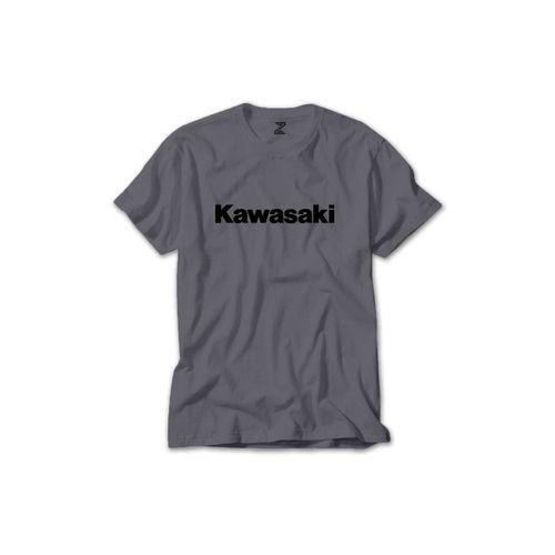 Kawasaki Logo Type Renkli Tişört Gri Renkli